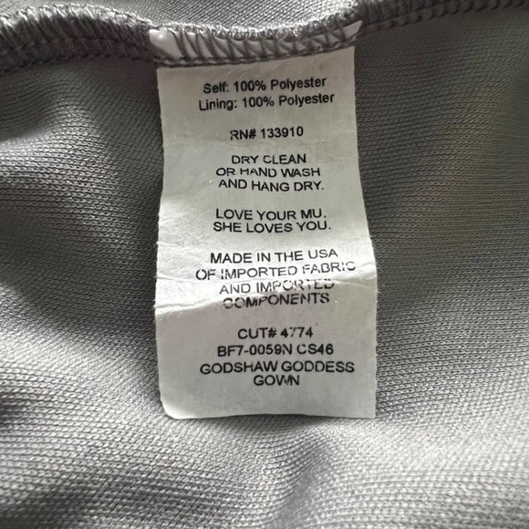 SMYM Godshaw Goddess Gown sz Small Soft Charcoal Crisp (Gray) Lace Up Back - Picture 11 of 12